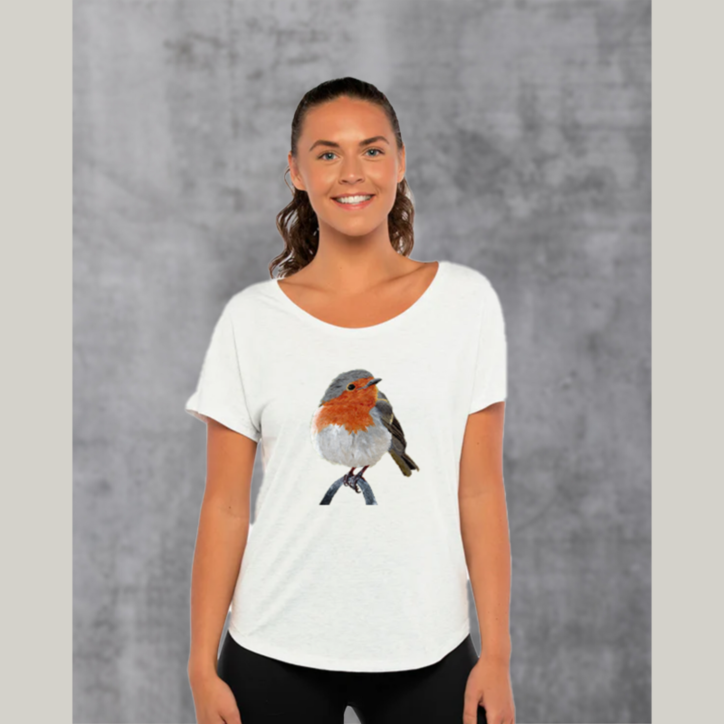 Robin Bird Dolman Top for Ladies /Women's European Robin Bird Shirt / Artwork T-shirt Gift for Mom