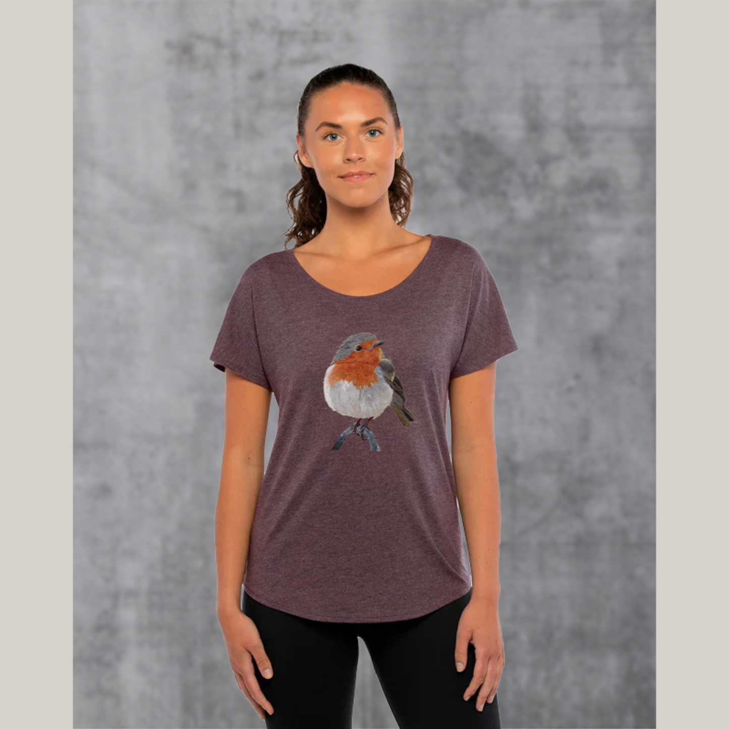 Robin Bird Dolman Top for Ladies /Women's European Robin Bird Shirt / Artwork T-shirt Gift for Mom