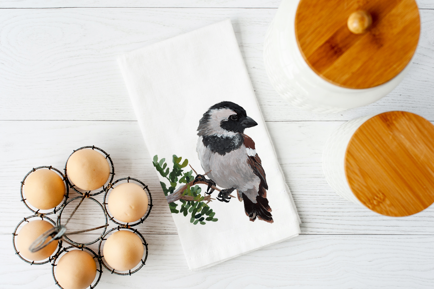 Bird Tea Towel / Nature Kitchen Towel with Birds / Towel Gift for Bird Lovers