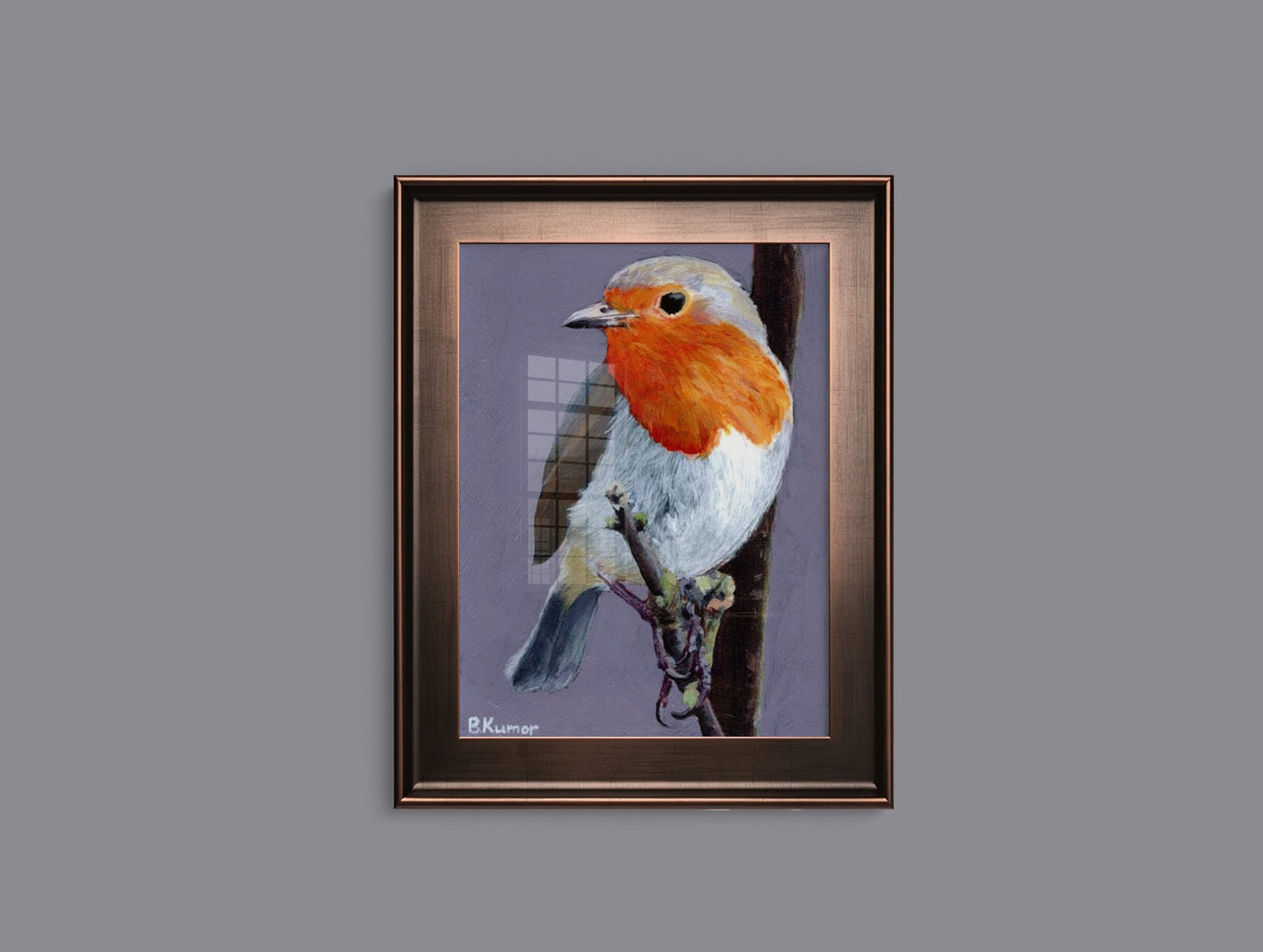 Art Print of European Robin Painting