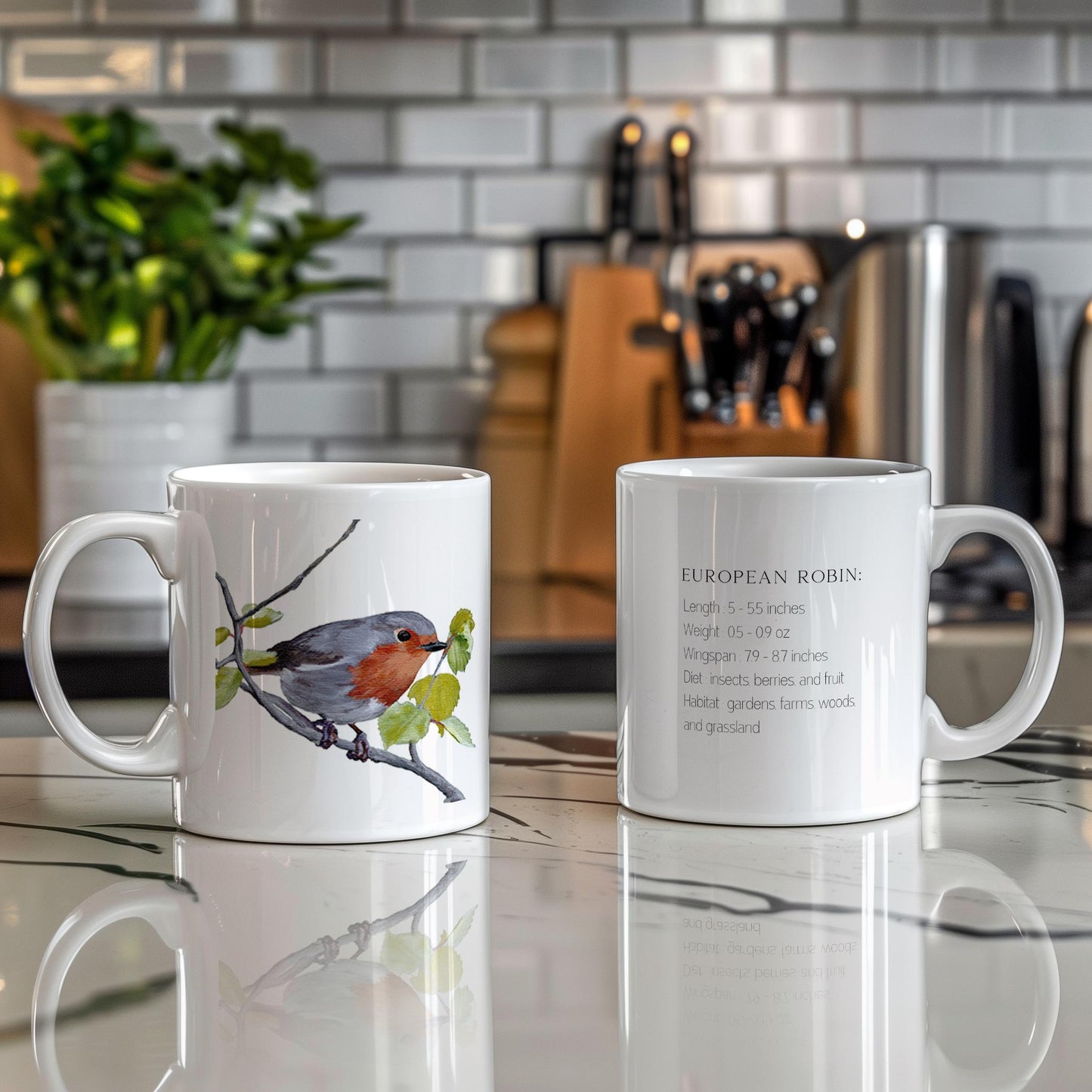 Mockingbird Coffee Mug / Bluebird Artwork Mug for Peaceful Mornings / Robin Bird Mug Gift for Birdwatchers