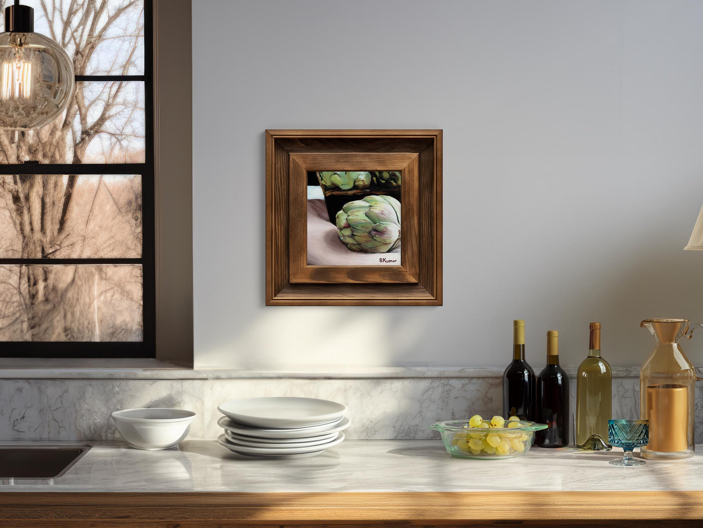 Artichoke Art / Produce Original Painting for Kitchen / Food Painting Gift for Cook