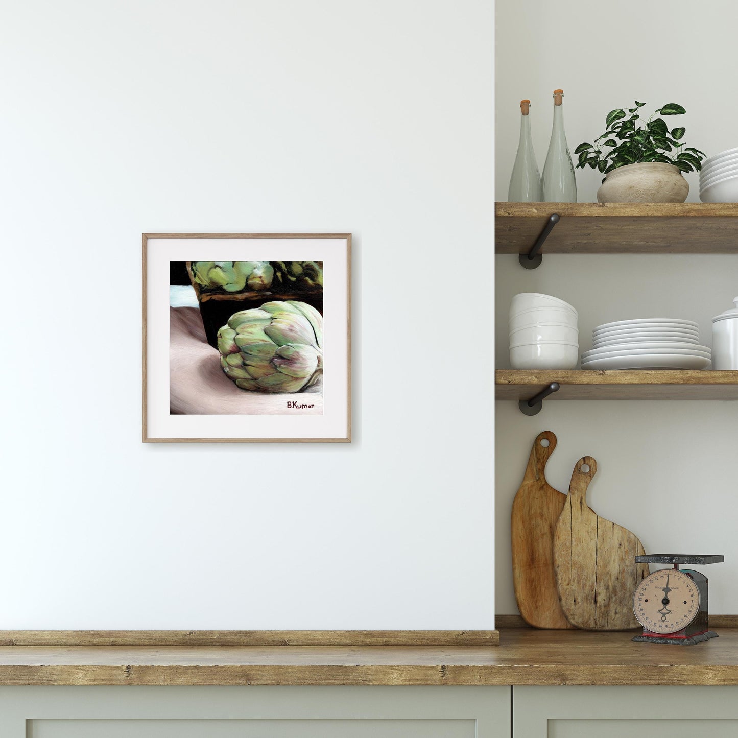 Artichoke Art / Produce Original Painting for Kitchen / Food Painting Gift for Cook
