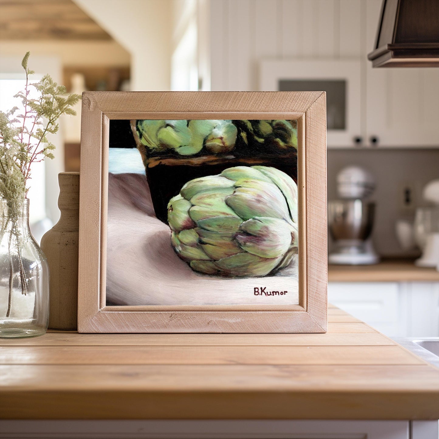 Artichoke Art / Produce Original Painting for Kitchen / Food Painting Gift for Cook