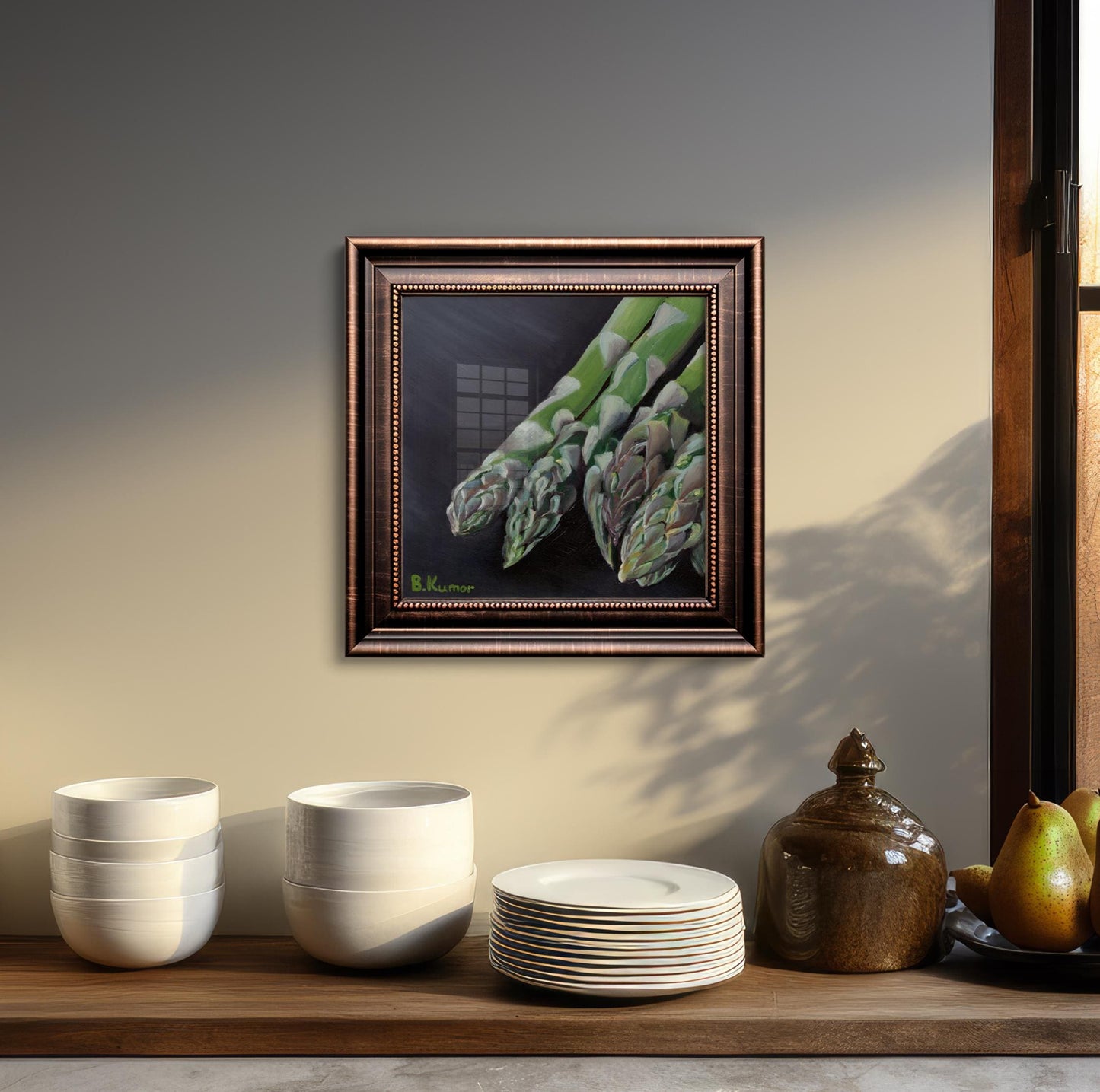 Art Print of Asparagus Oil Painting / Produce Wall Art for Kitchen / Vegetable Art Gift for Chef