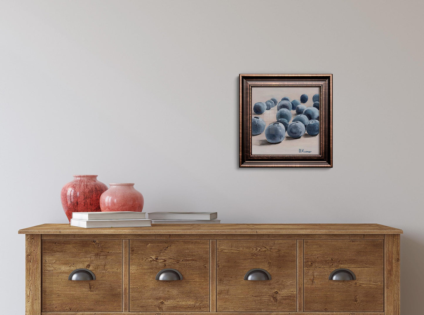 Blueberry Art / Produce Original Painting for Kitchen / Berry Painting Gift for Baker