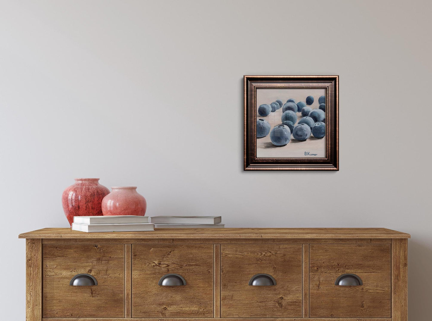 Art Print of Blueberry Oil Painting / Berry Wall Art for Kitchen / Fruit Art Gift for Baker