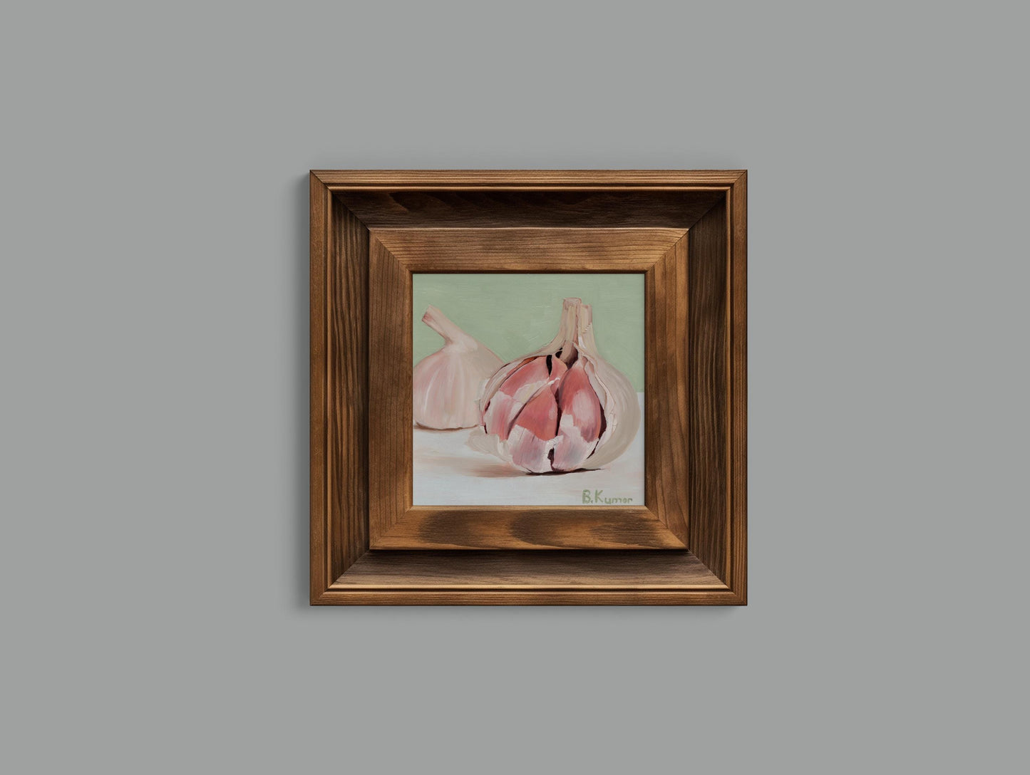 Garlic Painting / Herb Art for Kitchen / Garlic Original Oil Painting Gift for Cook
