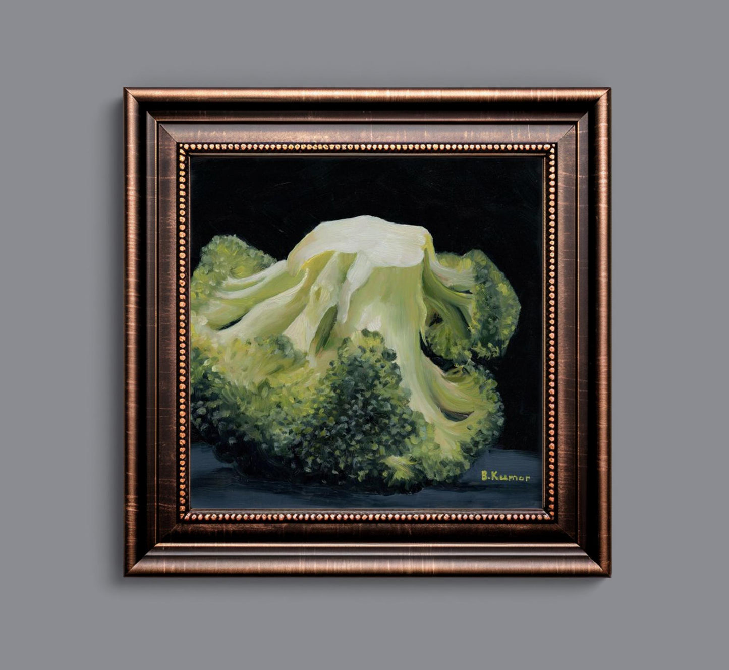 Broccoli Painting / Veggie Art for Kitchen / Broccoli Original Oil Painting Gift for Nutritionist