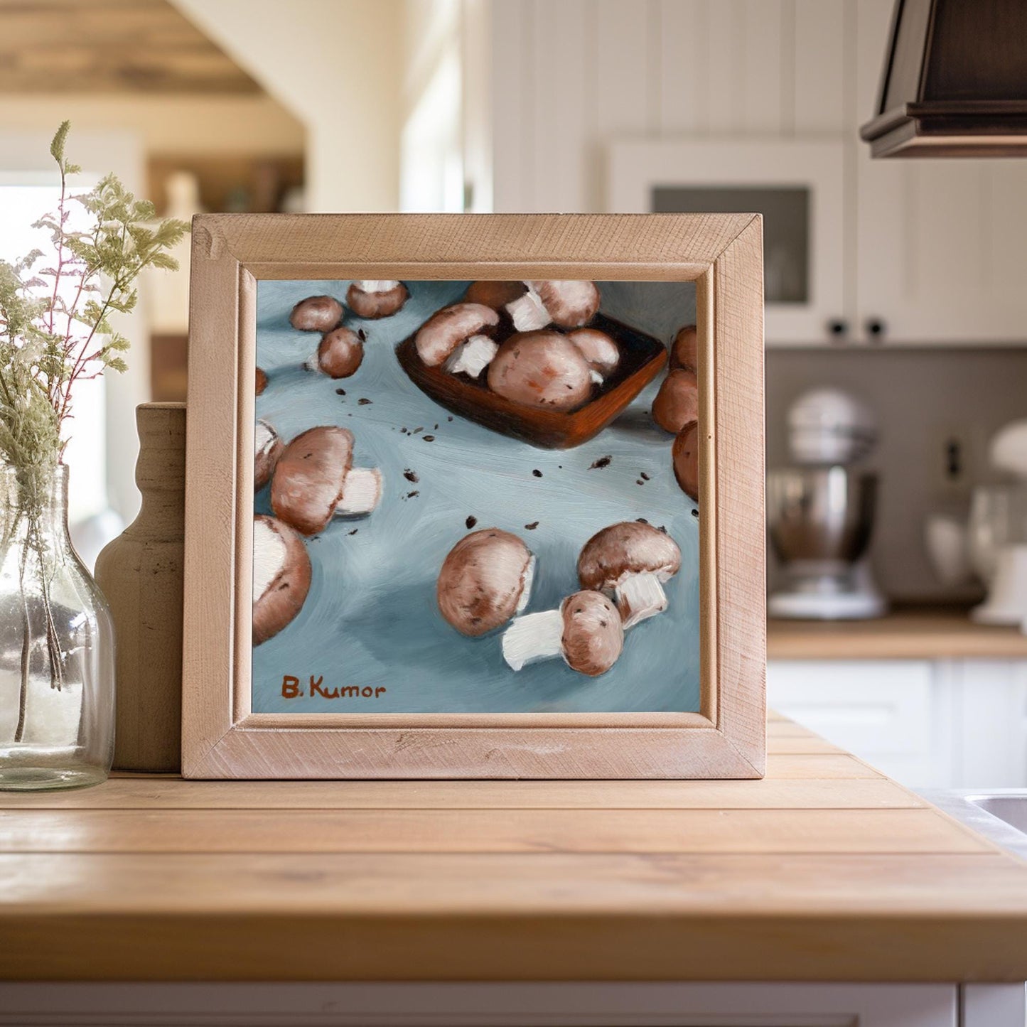 Mushrooms Painting / Food Art for Kitchen / Mushroom Original Oil Painting Gift for Chef