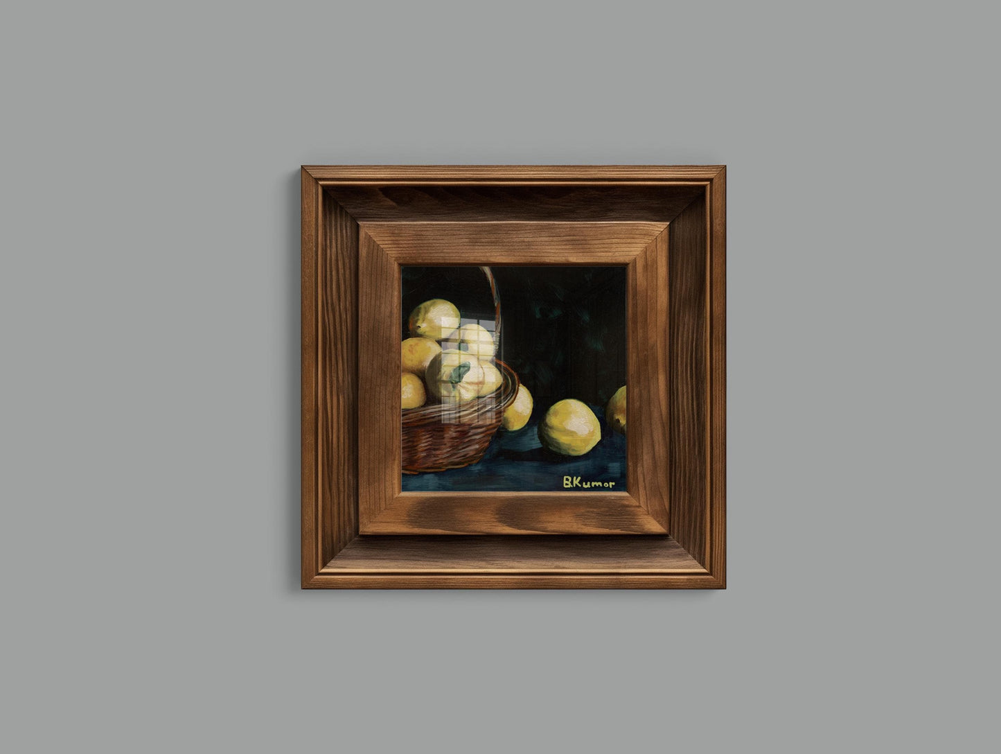 Art Print of Lemon Oil Painting / Basket of Lemons Wall Art for Kitchen / Lemon Art Gift for Cook