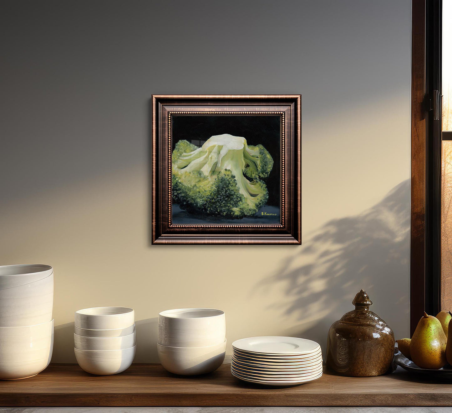 Art Print of Broccoli Oil Painting / Veggie Wall Art for Kitchen / Broccoli Art Gift for Chef