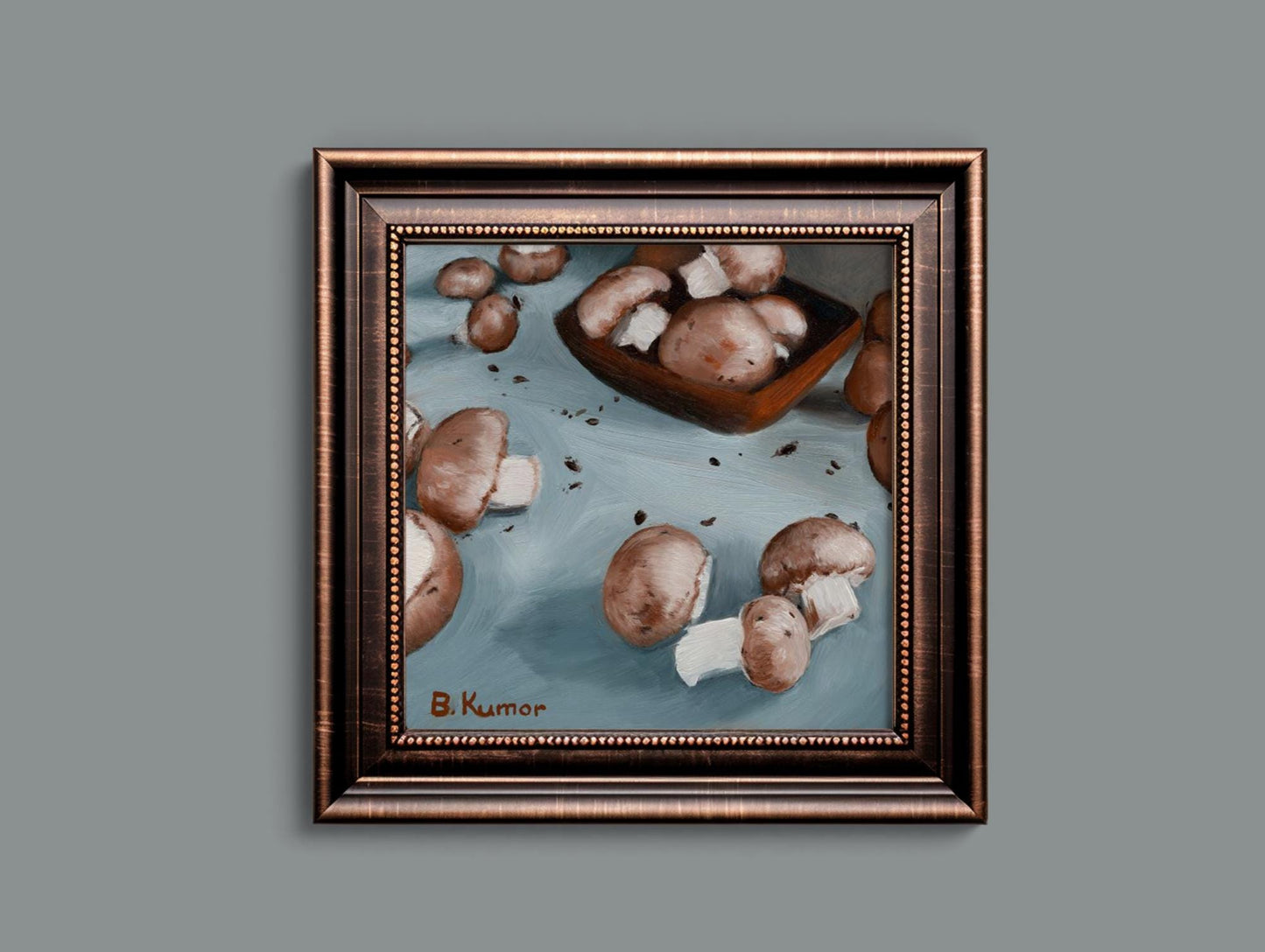 Mushrooms Painting / Food Art for Kitchen / Mushroom Original Oil Painting Gift for Chef