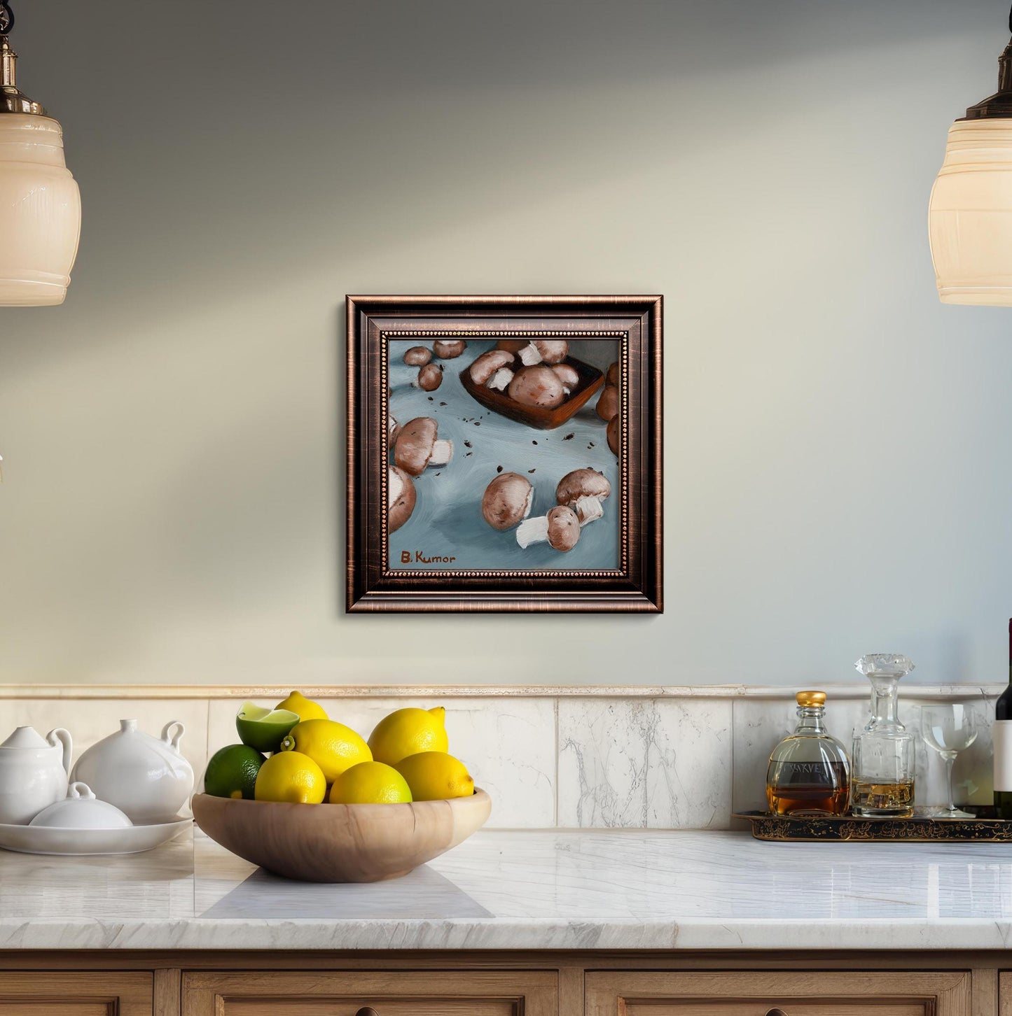 Mushrooms Painting / Food Art for Kitchen / Mushroom Original Oil Painting Gift for Chef