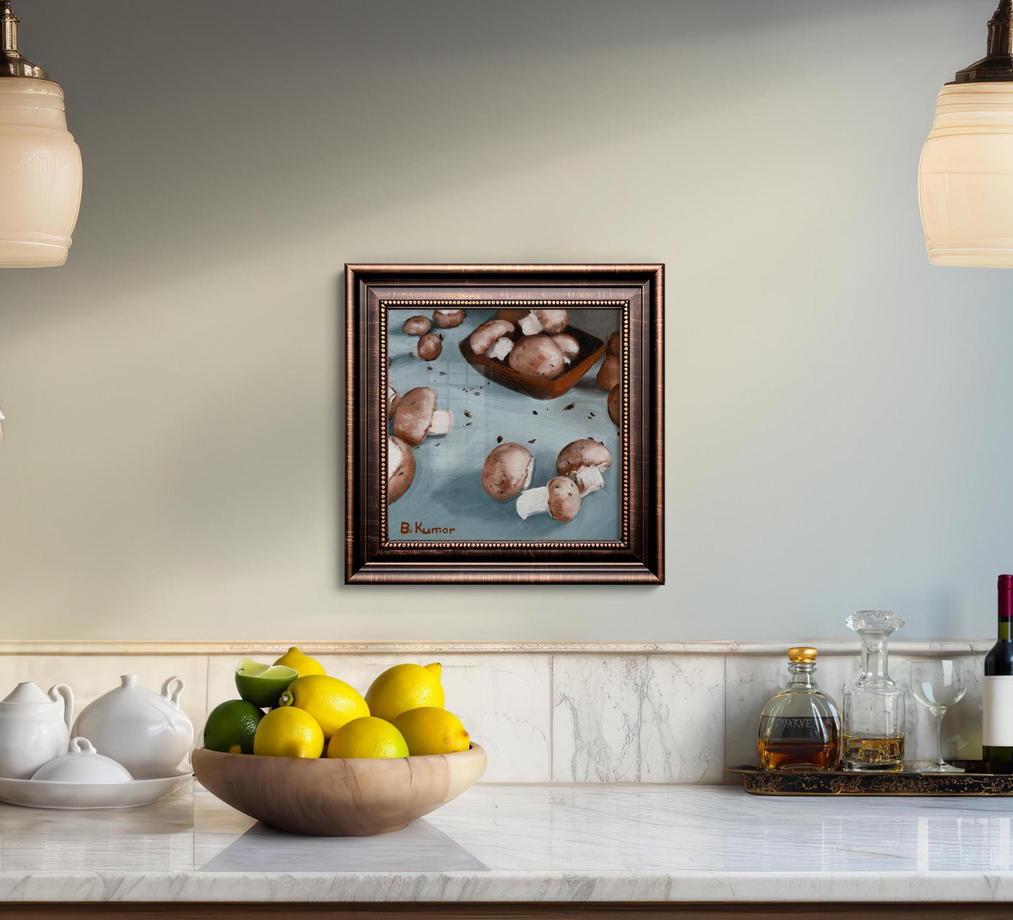 Art Print of Mushrooms Oil Painting / Mushroom Wall Art for Kitchen / Mushroom Art Gift for Nutritionist
