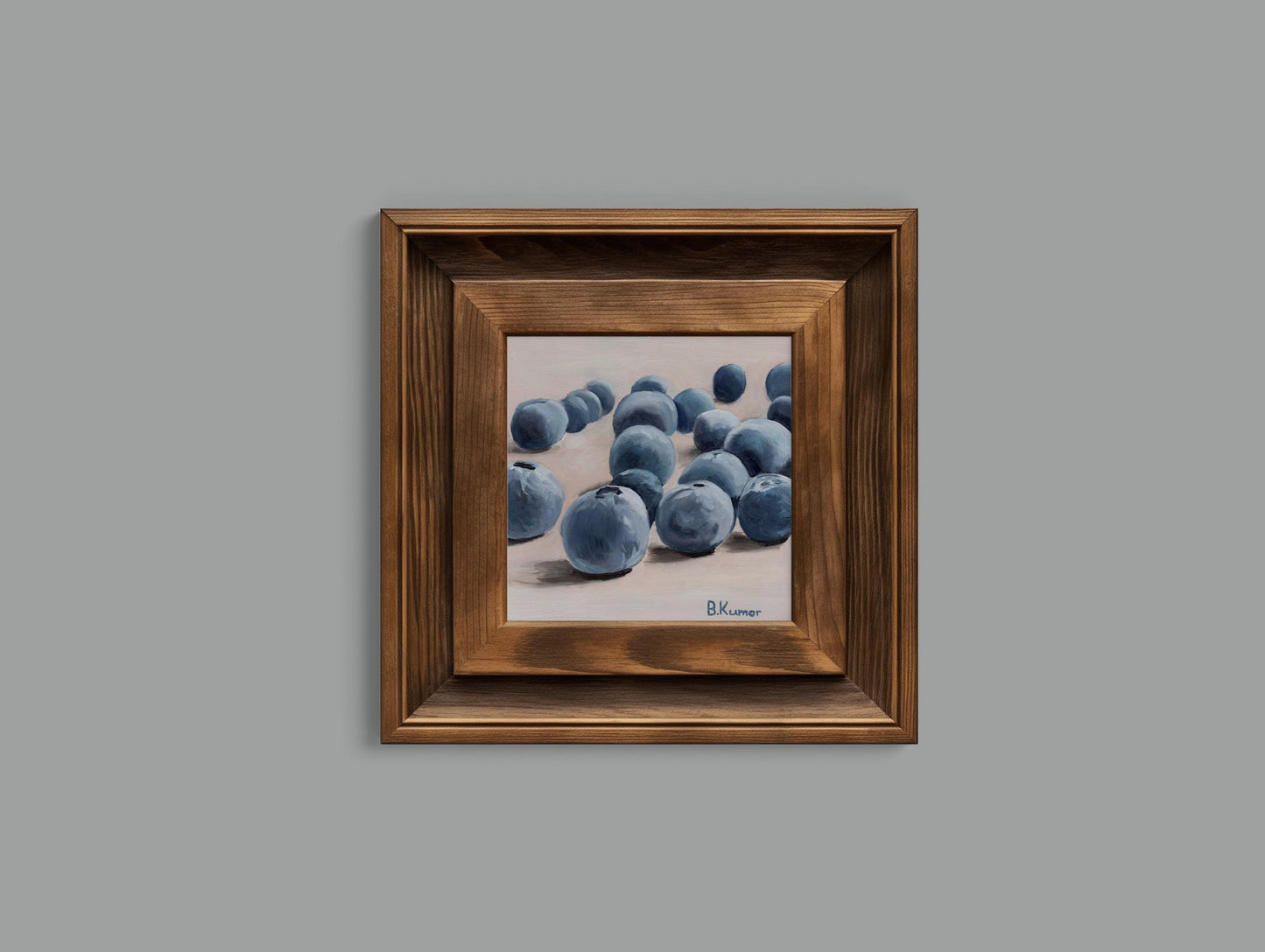 Blueberry Art / Produce Original Painting for Kitchen / Berry Painting Gift for Baker