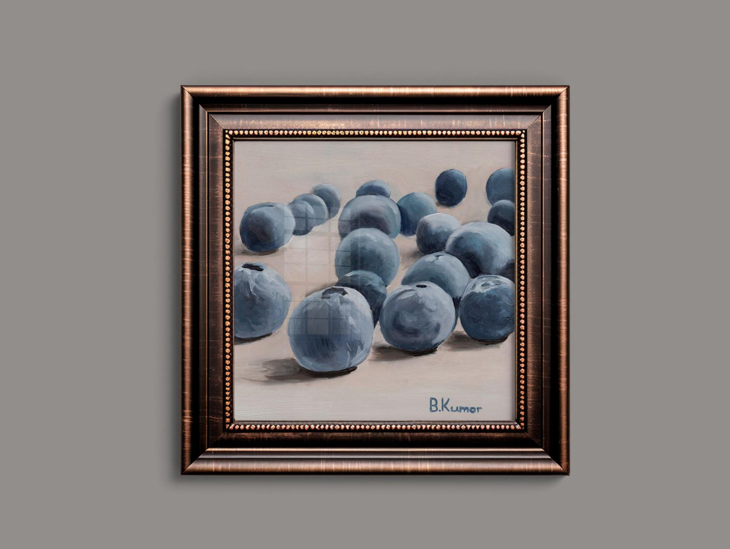 Blueberry Art / Produce Original Painting for Kitchen / Berry Painting Gift for Baker