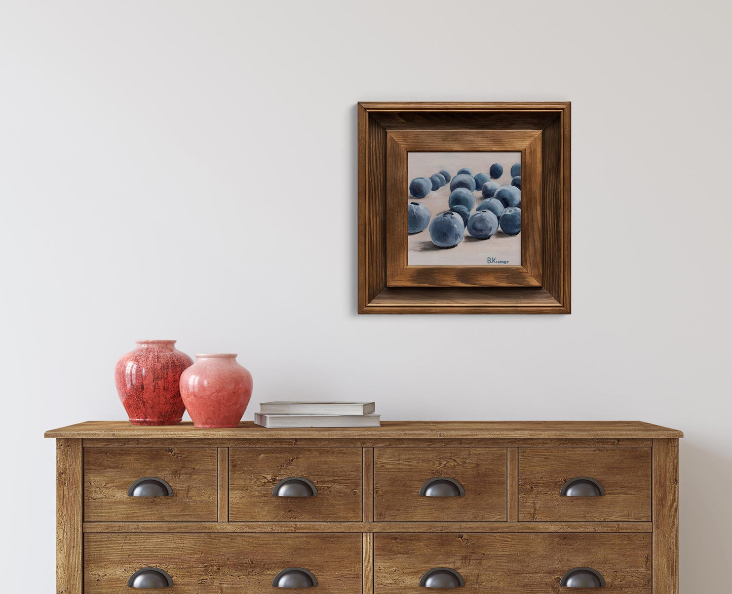 Blueberry Art / Produce Original Painting for Kitchen / Berry Painting Gift for Baker