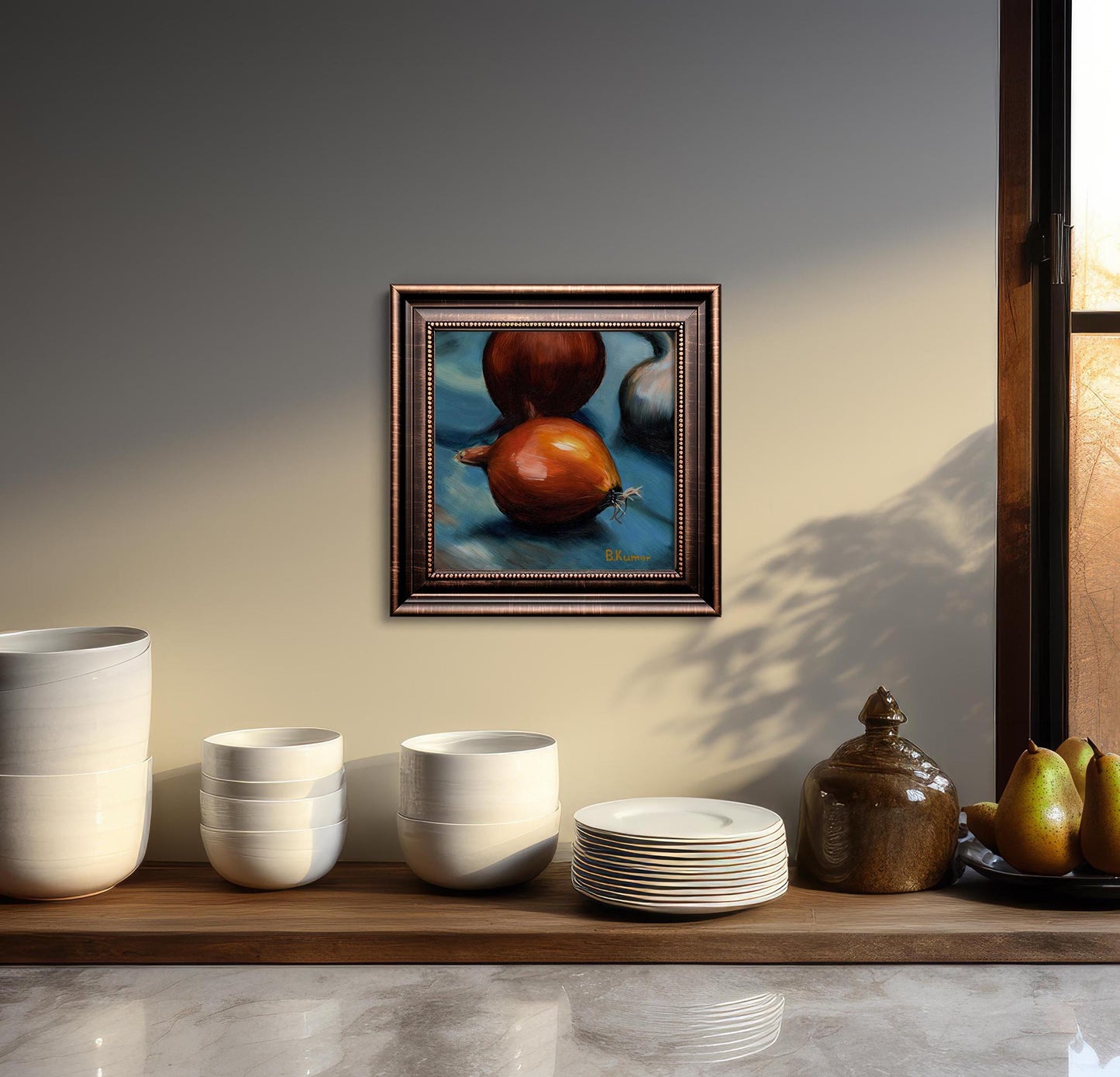 Yellow Onions Painting / Food Art for Kitchen / Onions Original Oil Painting Gift for Cook