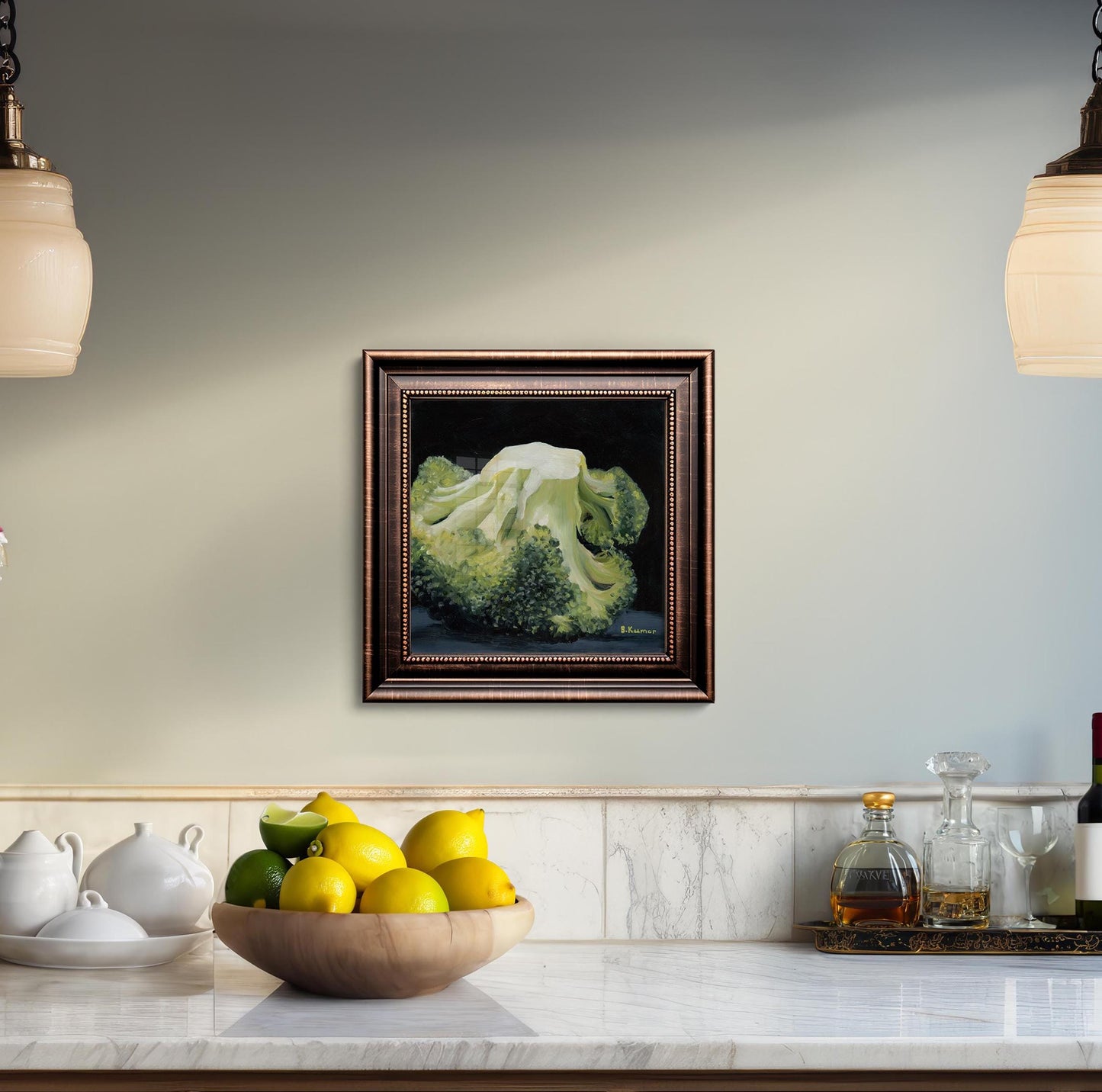 Art Print of Broccoli Oil Painting / Veggie Wall Art for Kitchen / Broccoli Art Gift for Chef
