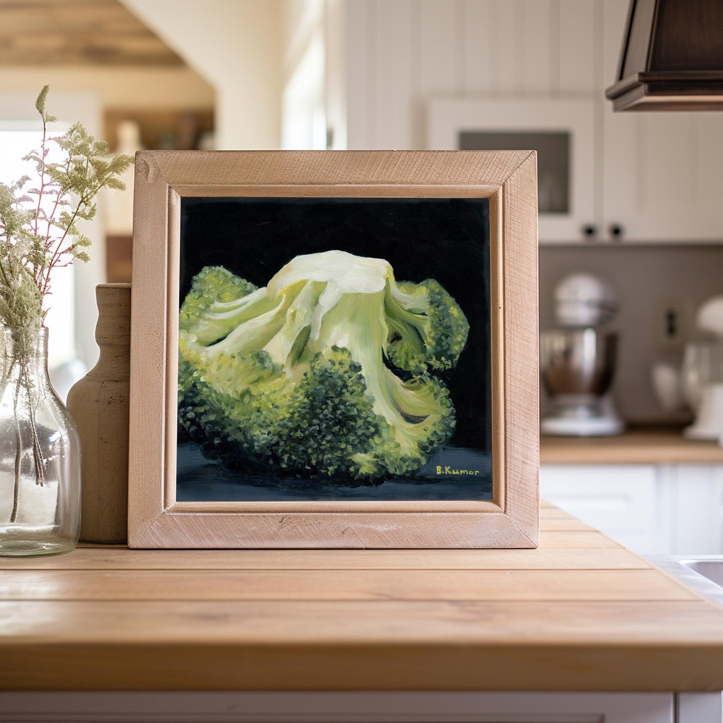 Art Print of Broccoli Oil Painting / Veggie Wall Art for Kitchen / Broccoli Art Gift for Chef