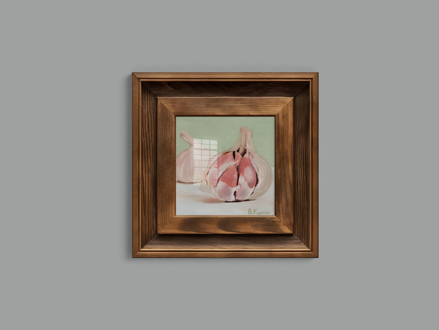 Art Print of Garlic Oil Painting / Herb Wall Art for Kitchen / Garlic Art Gift for Nutritionist