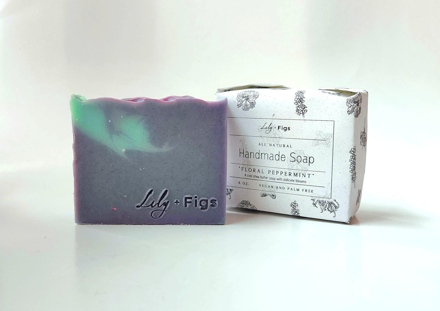 Floral Peppermint Shea Butter Soap: Vegan, Palm-Free Bar