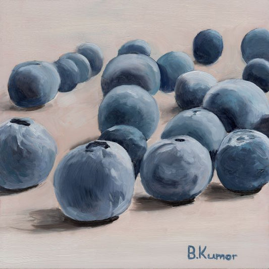 Blueberry Art / Produce Original Painting for Kitchen / Berry Painting Gift for Baker