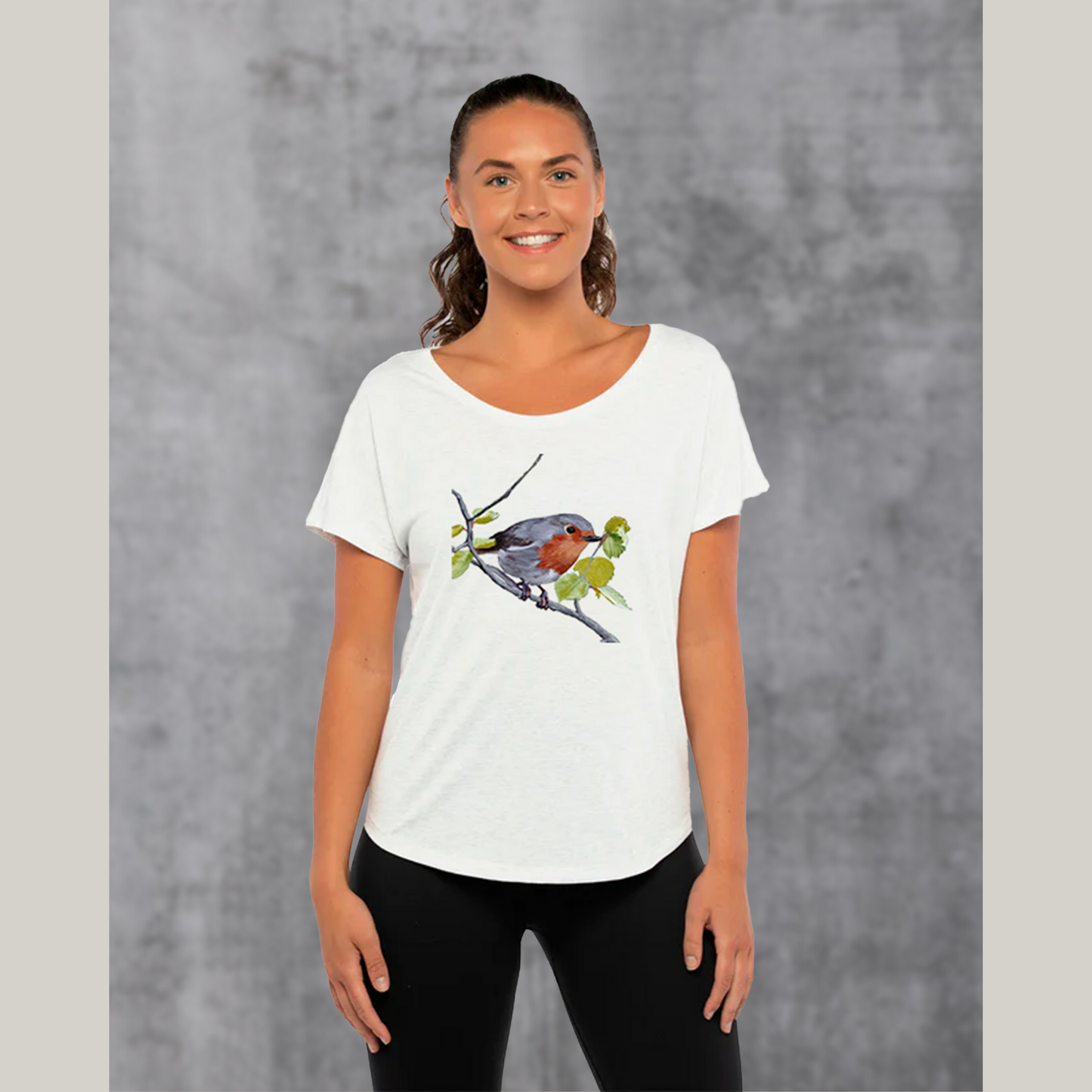 European Robin Women's Dolman Top / Robin Bird Shirt for Ladies / Nature T-shirt Gift for Bird Lover