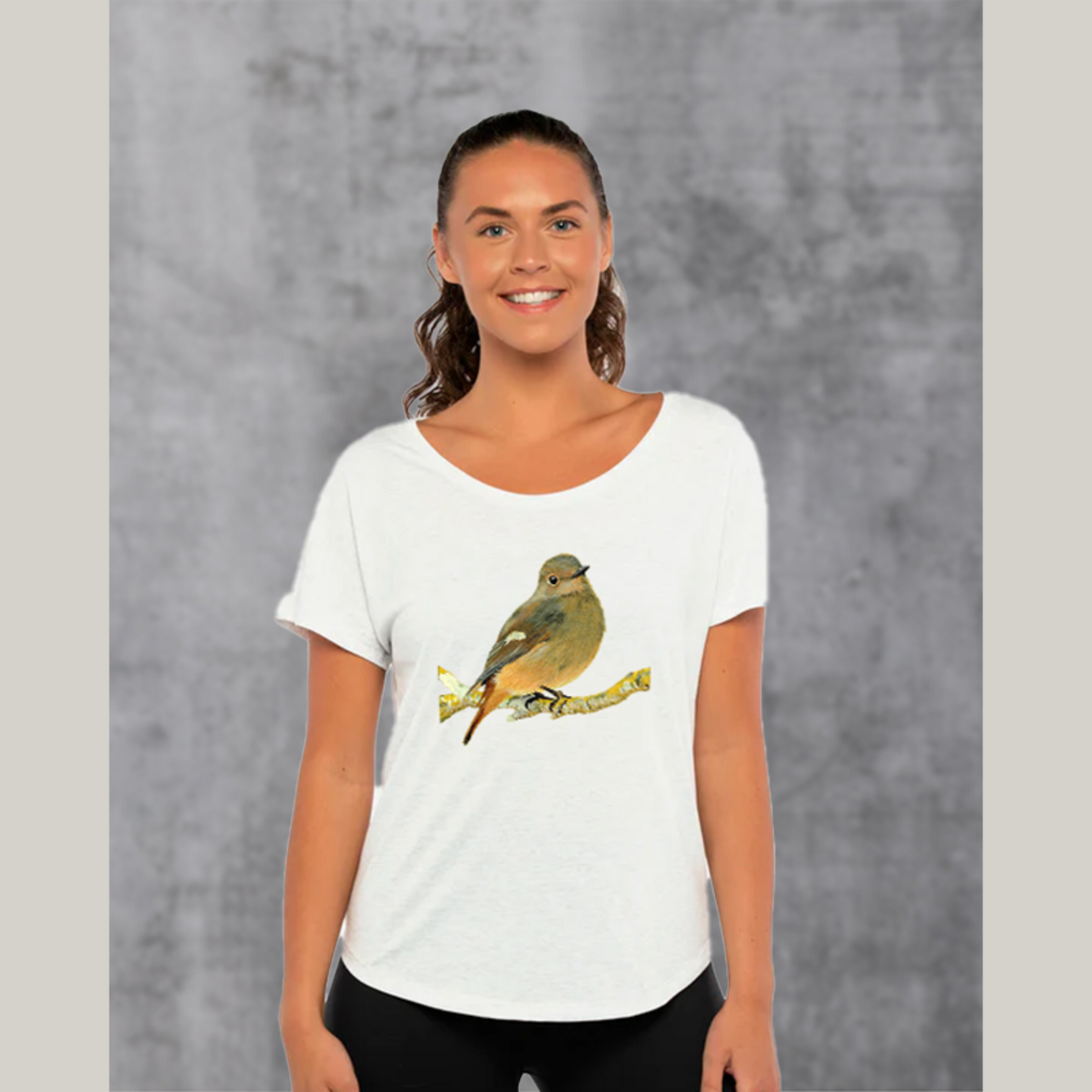 Juvenile Common Redstart Dolman Top for Ladies /Women's Redstart Bird Shirt / Fall Bird T-shirt Gift for Grandma