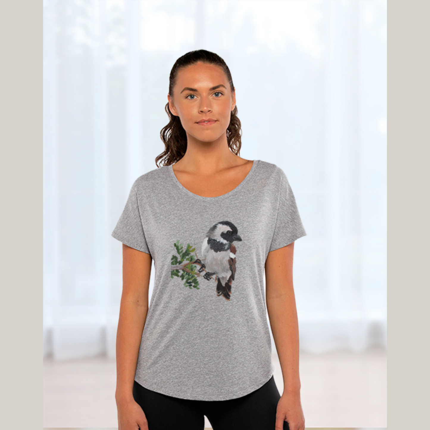 Cape Sparrow Bird Ladies Dolman Top / Bird Shirt for Women / T-shirt Gift for Mom