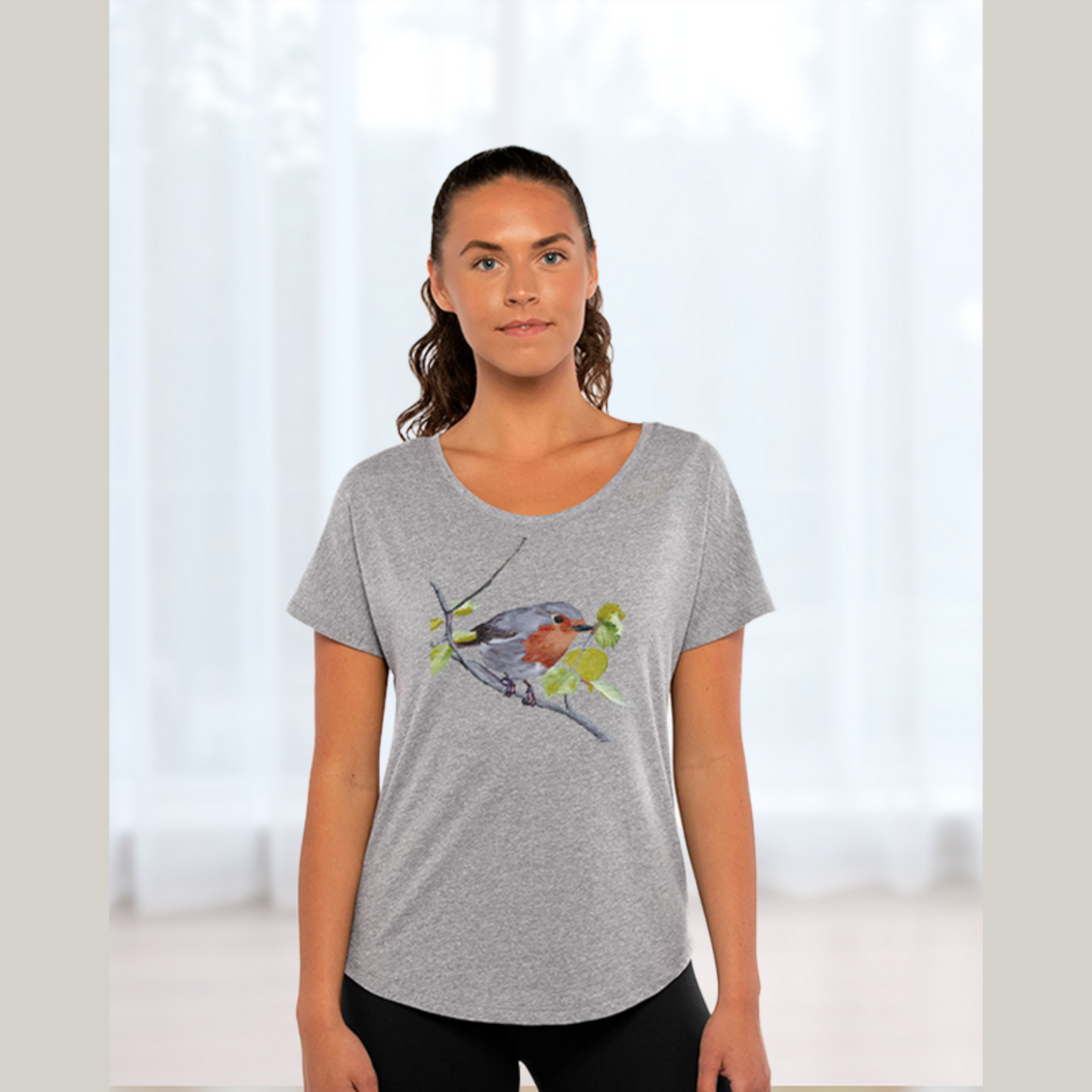 European Robin Women's Dolman Top / Robin Bird Shirt for Ladies / Nature T-shirt Gift for Bird Lover