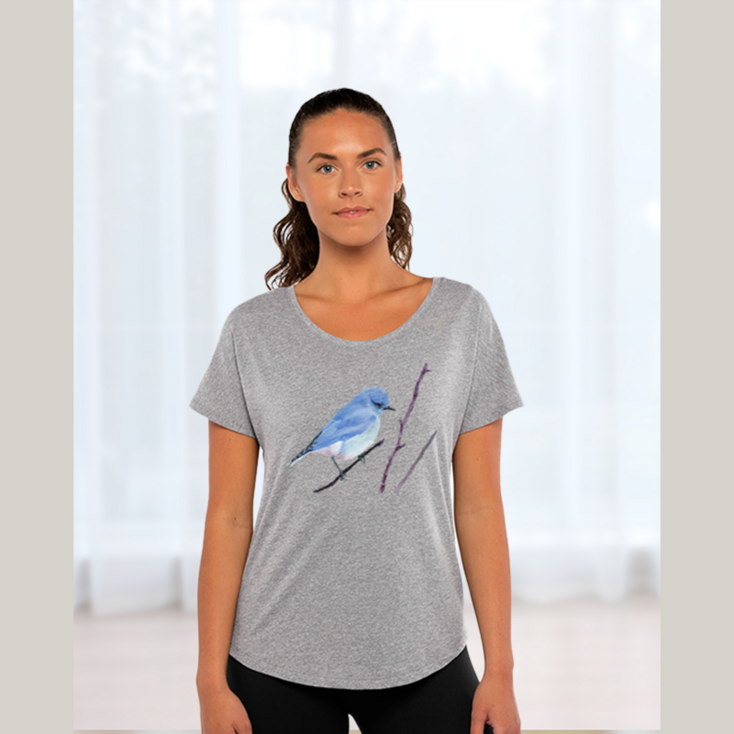 Mountain Bluebird Dolman Top for Ladies /Women's Bird Shirt / Nature T-shirt Gift for Sister