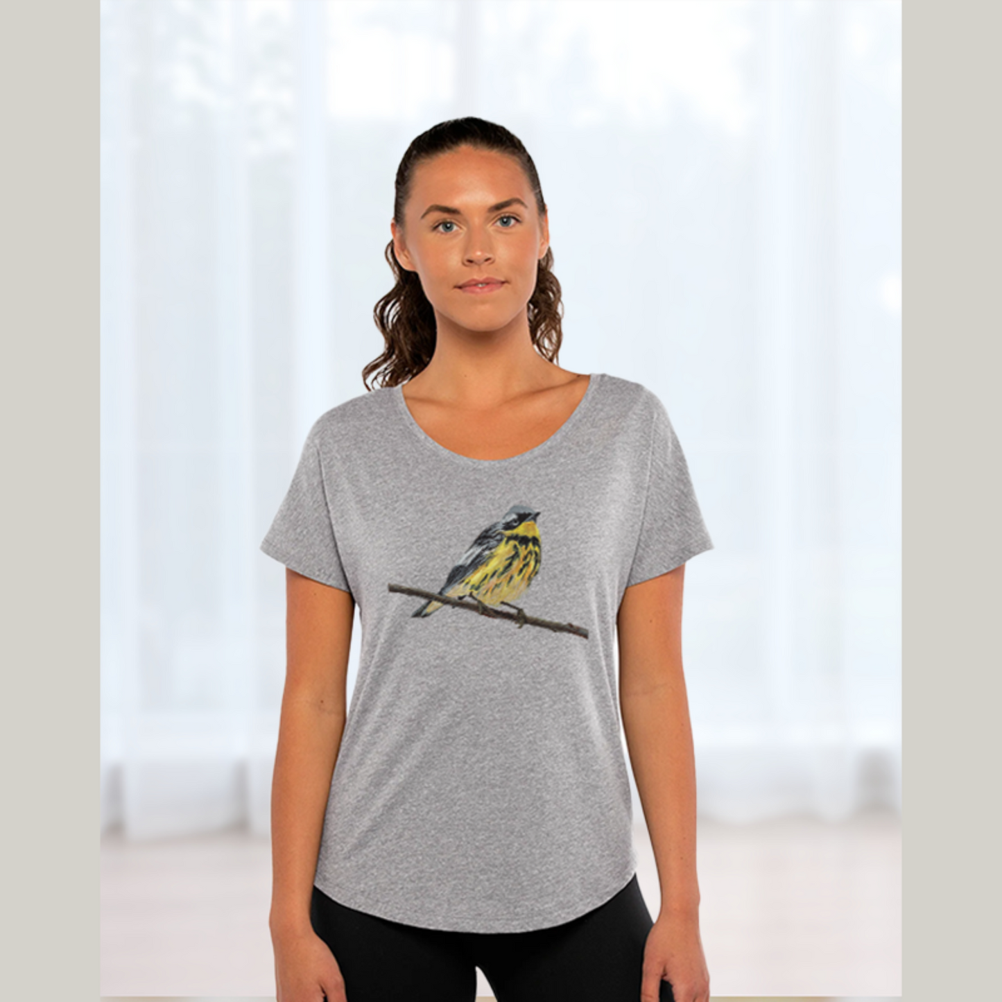 Warbler Bird Dolman Shirt for Women / Ladies Bird Graphic T-Shirt / Nature Tee Gift for Friend