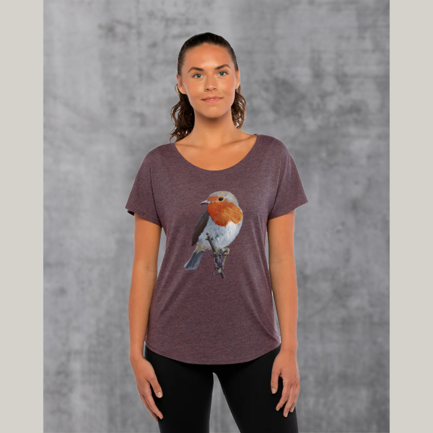 European Robin Loose Fit Tee for Ladies /Women's Dolman Robin Bird Shirt / Bird T-shirt Gift for Women