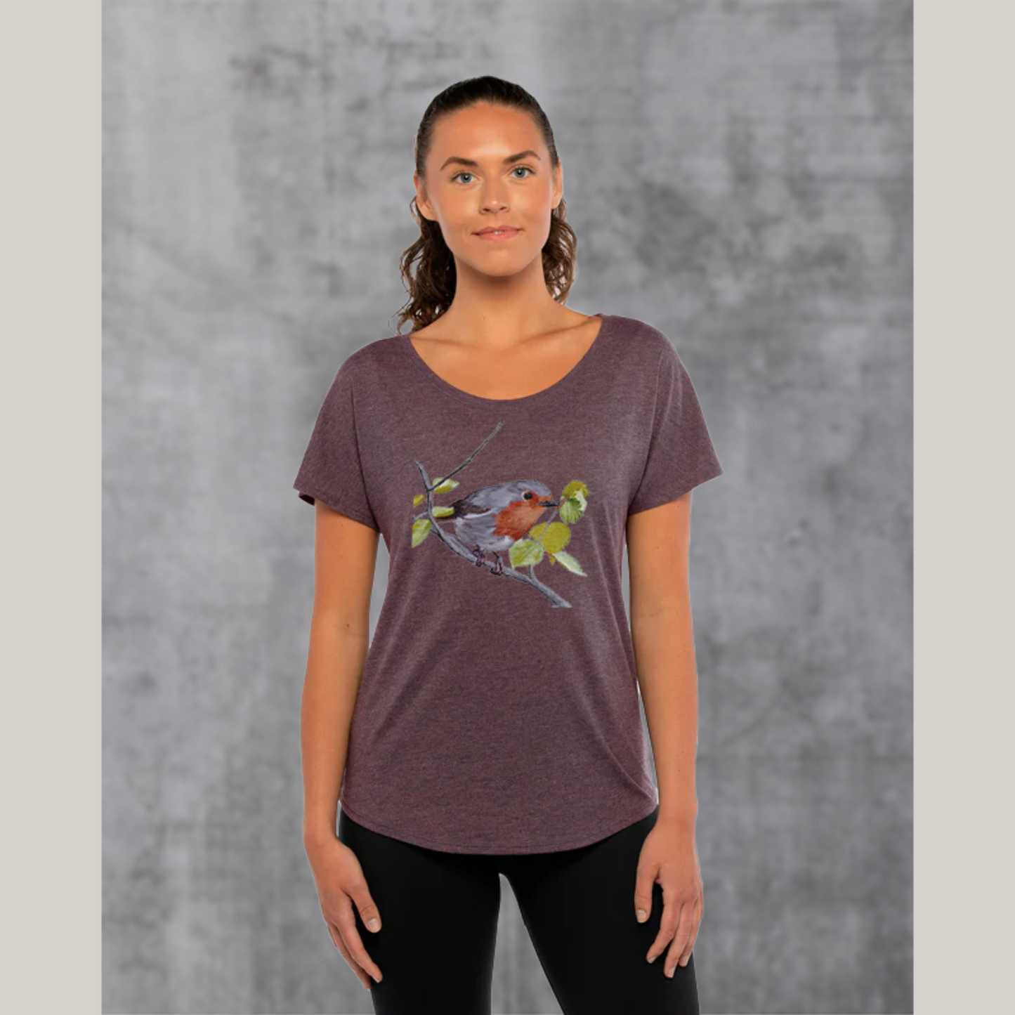 European Robin Women's Dolman Top / Robin Bird Shirt for Ladies / Nature T-shirt Gift for Bird Lover