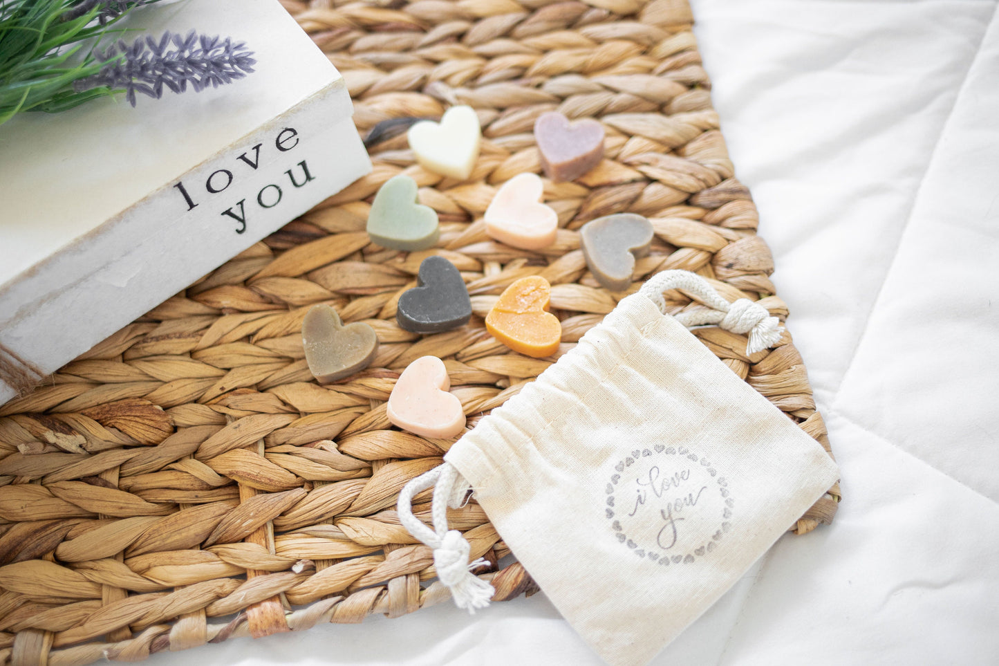 Bags of 5 Mini Heart Party Favor Soaps / All Natural Bridal Shower Heart Shaped Soaps / Cold Process Mini Soap Hearts for Wedding Favors