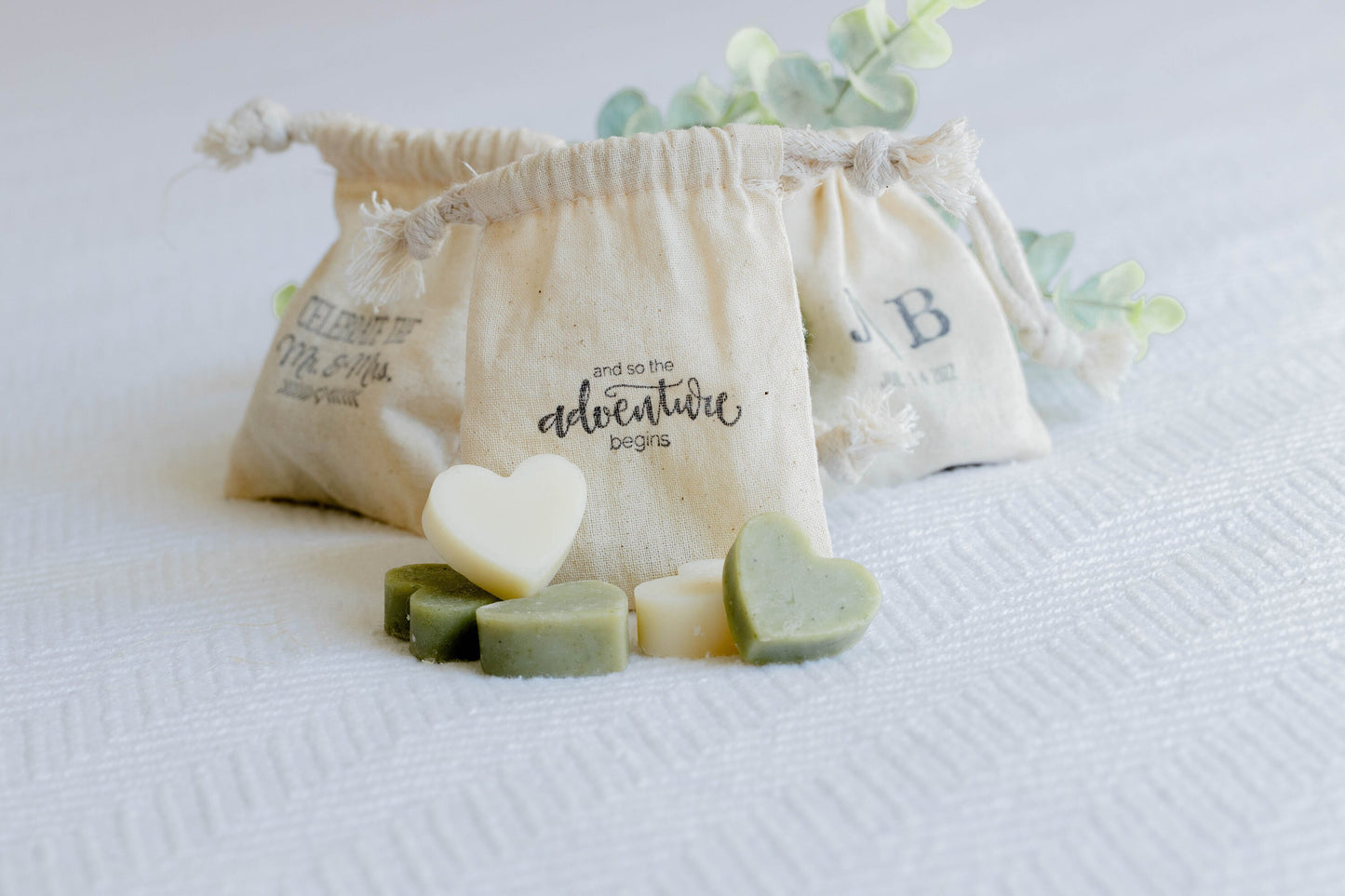 Mini Heart Soaps: Lavender, Peppermint Wedding Favors (Bag of 5)