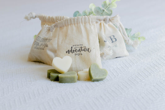 Mini Heart Soaps: Lavender, Peppermint Wedding Favors (Bag of 5)