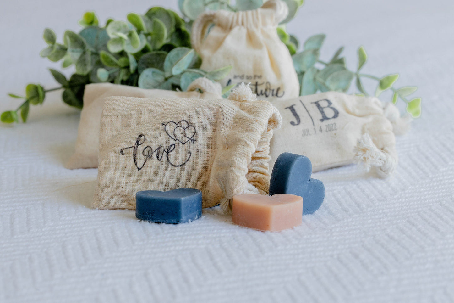 Bags of 5 Mini Heart Party Favor Soaps / All Natural Bridal Shower Heart Shaped Soaps / Cold Process Mini Soap Hearts for Wedding Favors