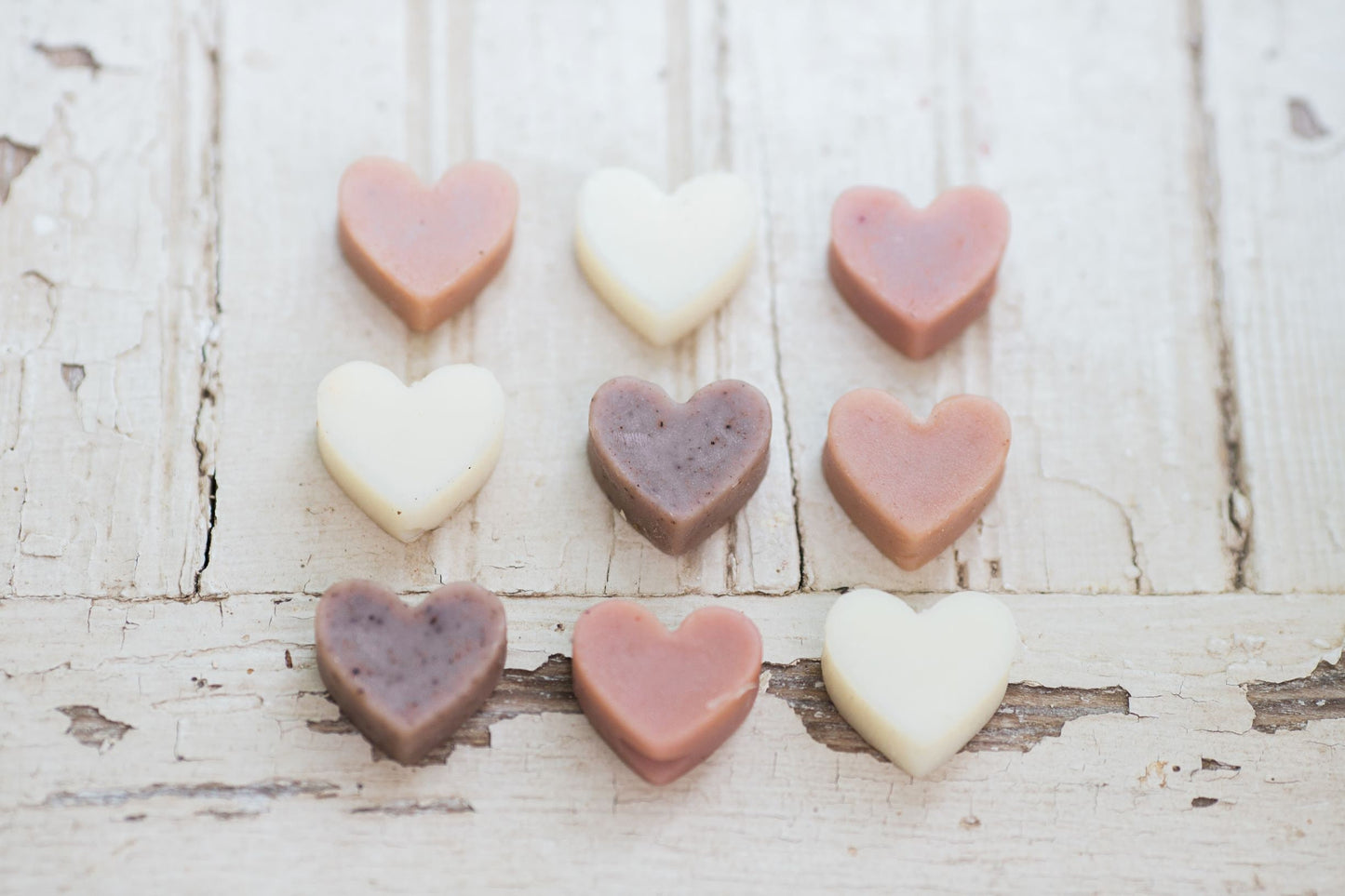 Wedding Favor Mini Heart Soaps in Tins – Cold Processed, Natural Essential Oil Scented
