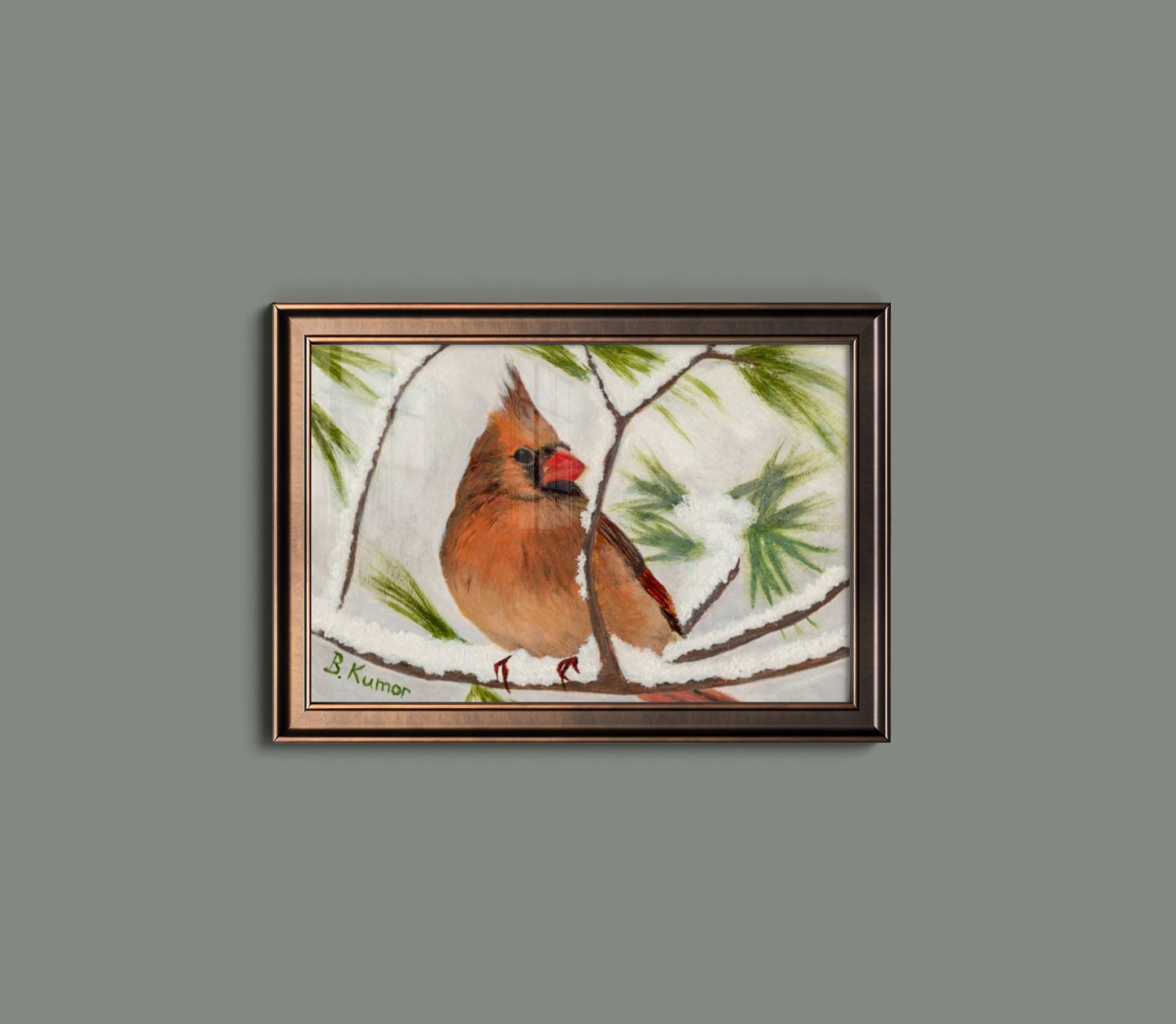 Art Print of Female Cardinal Painting