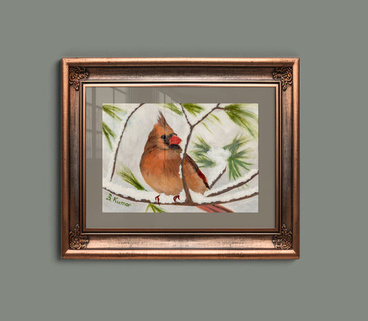 Art Print of Female Cardinal Painting