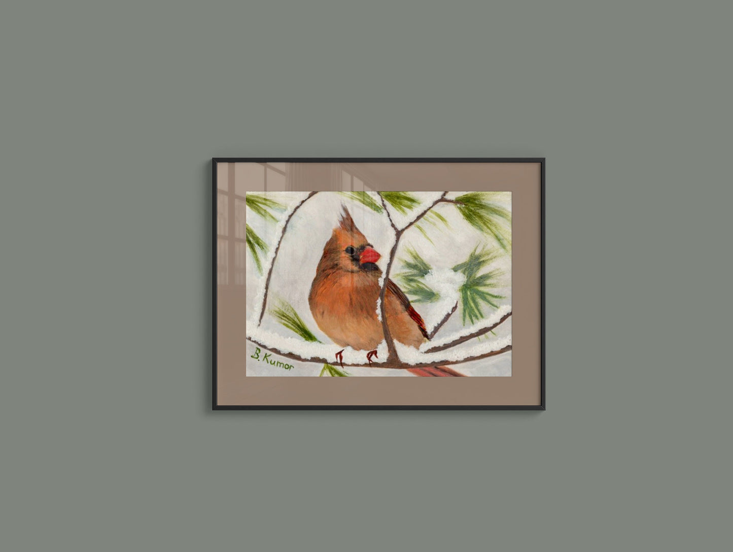 Art Print of Female Cardinal Painting