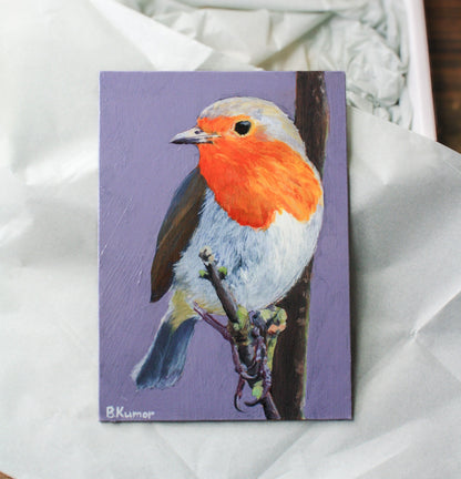 European Robin Original Painting