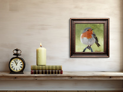 Art Print of European Robin Painting