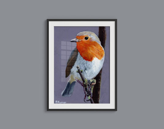 Art Print of European Robin Painting