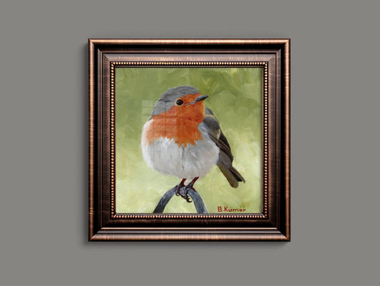 Art Print of European Robin Painting