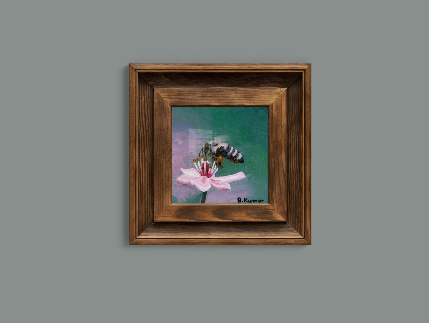 Honeybee and Flower Art Print / Cherry Blossom Wall Art for Bathroom / Gift for Gardeners