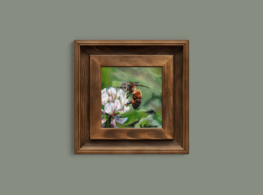 Honeybee on Clover Flower Art Print / Wall Art for Bathroom / Gift for Nature Lover